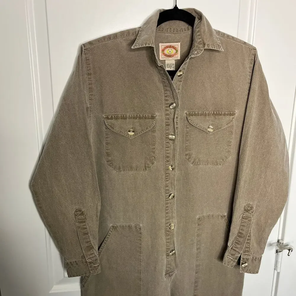 Banana Republic Vtg Jumpsuit Size S Brown Cotton Utility Coverall Boilersuit